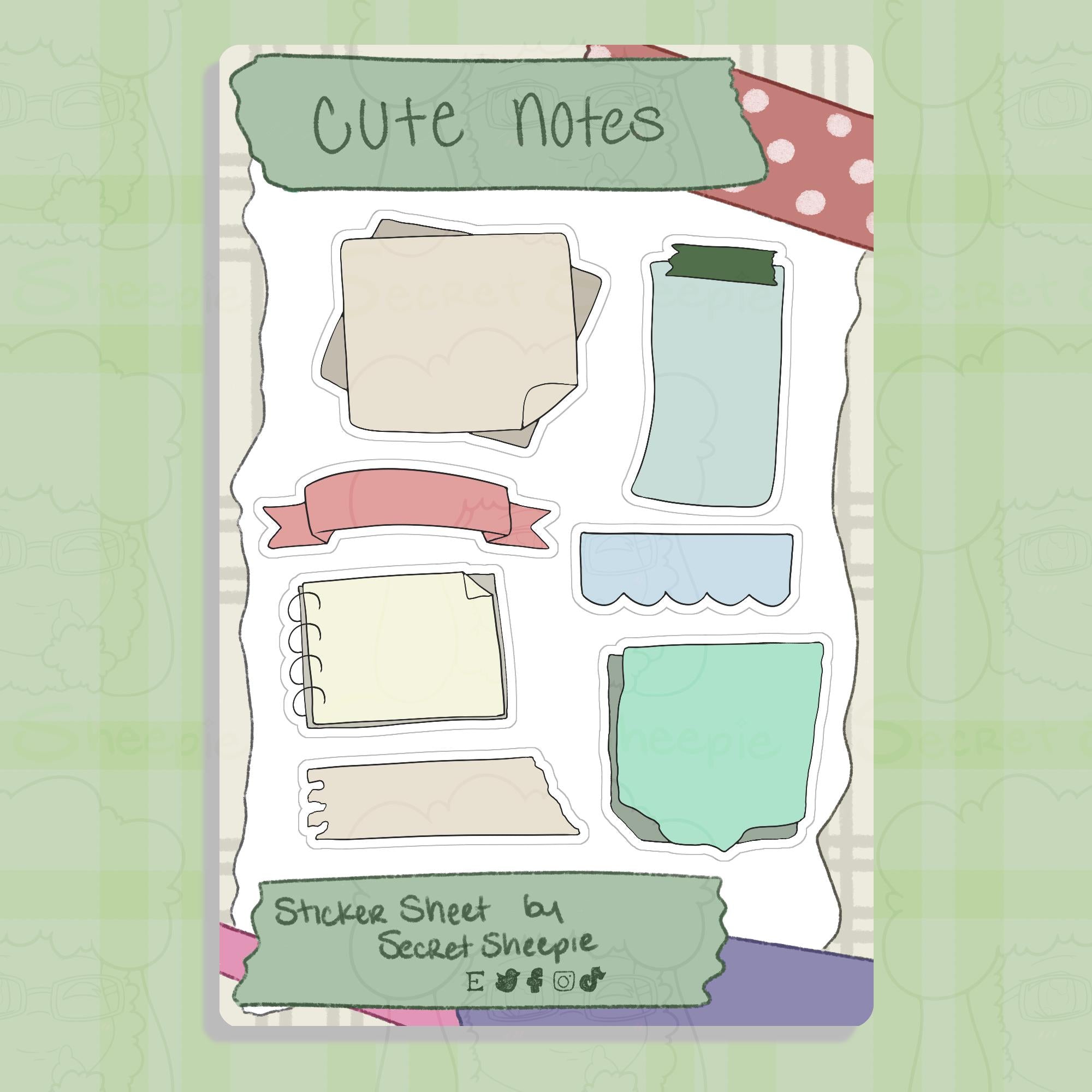 Cute Notes Sticker Sheet