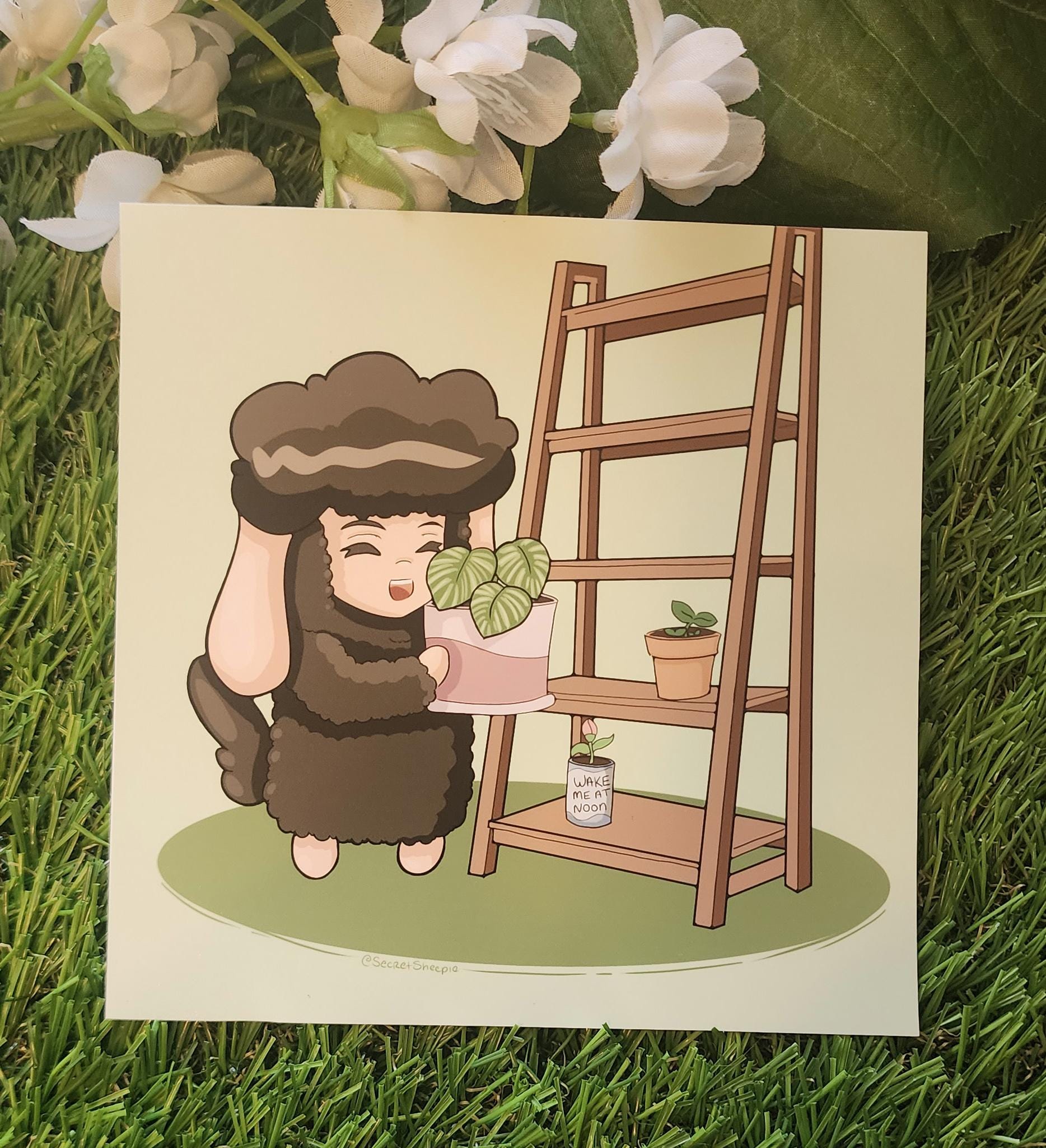 Sheepie Green Thumb Art Print