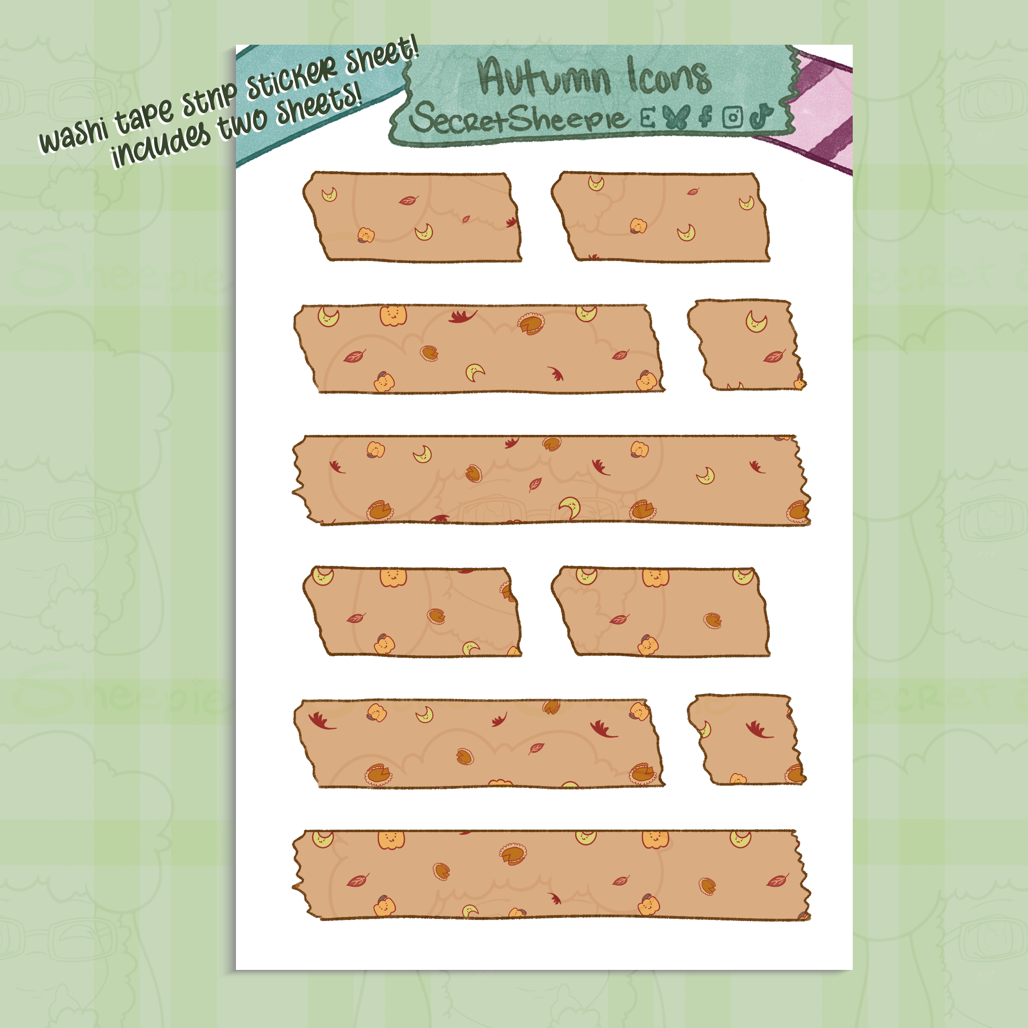 Autumn Icons Washi Tape Sticker Sheets