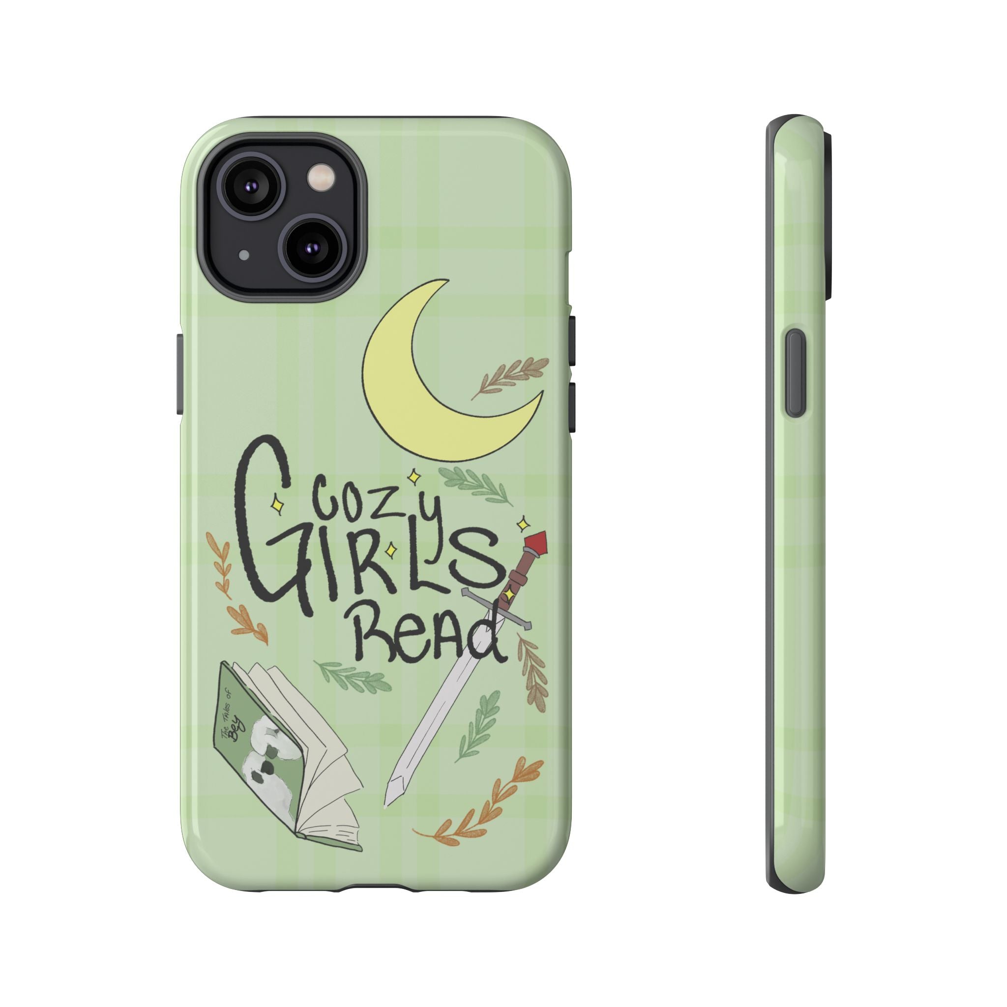 Cozy Girls Read Phone Case — Green Moonlit Reading Design