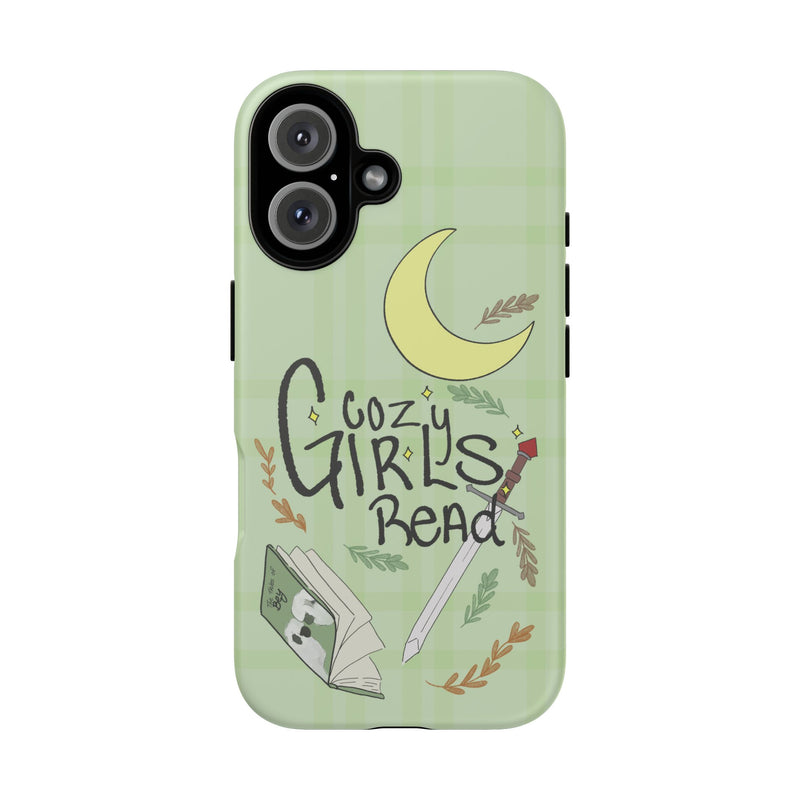 Cozy Girls Read Phone Case — Green Moonlit Reading Design