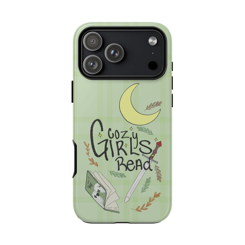 Cozy Girls Read Phone Case — Green Moonlit Reading Design