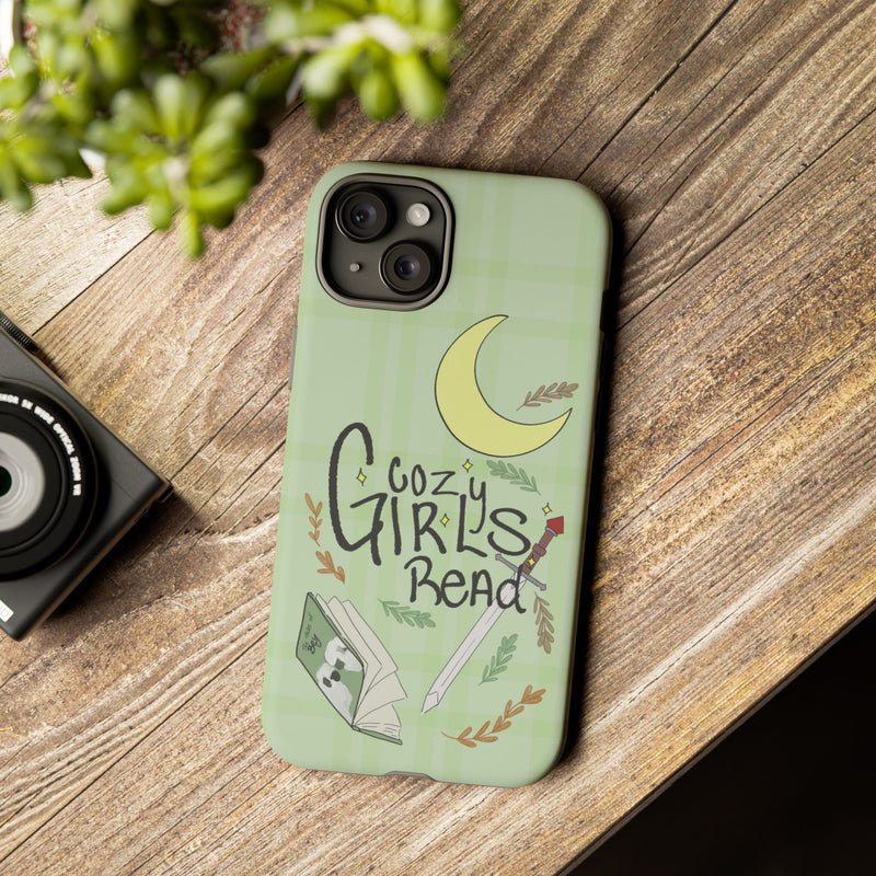 Cozy Girls Read Phone Case — Green Moonlit Reading Design