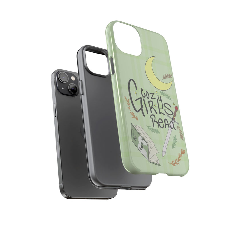 Cozy Girls Read Phone Case — Green Moonlit Reading Design