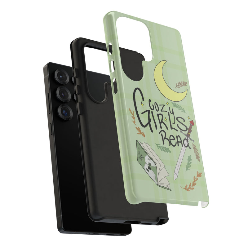 Cozy Girls Read Phone Case — Green Moonlit Reading Design