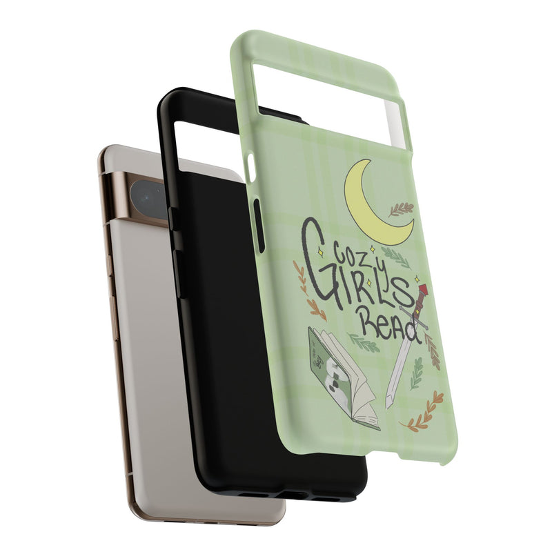Cozy Girls Read Phone Case — Green Moonlit Reading Design