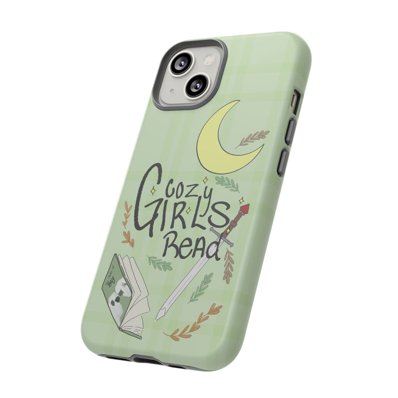 Cozy Girls Read Phone Case — Green Moonlit Reading Design