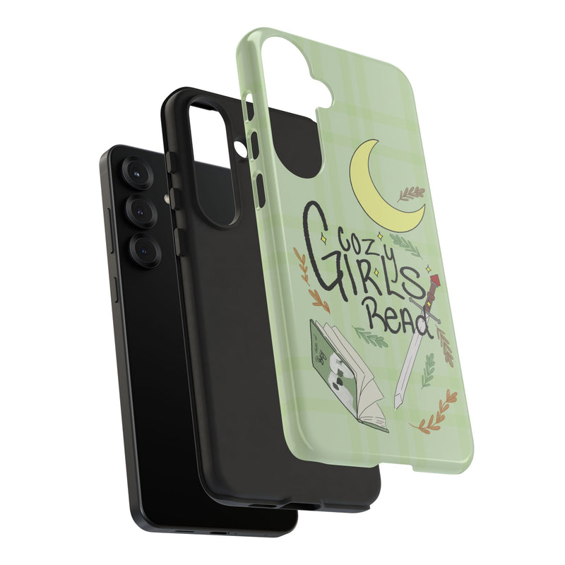 Cozy Girls Read Phone Case — Green Moonlit Reading Design