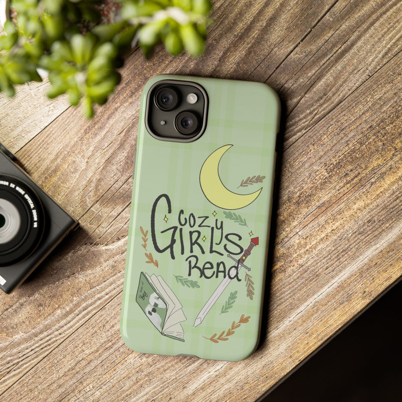 Cozy Girls Read Phone Case — Green Moonlit Reading Design