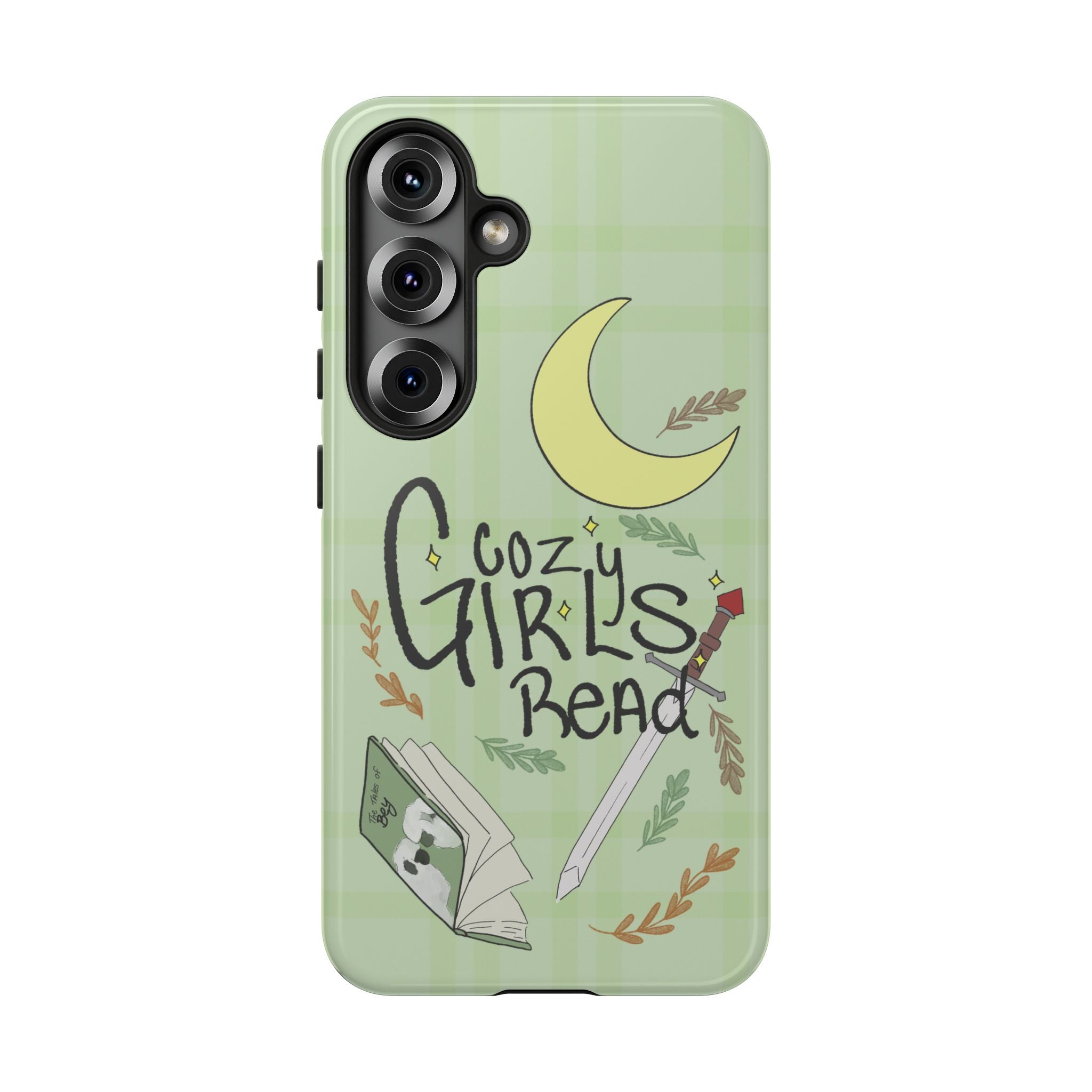 Cozy Girls Read Phone Case — Green Moonlit Reading Design