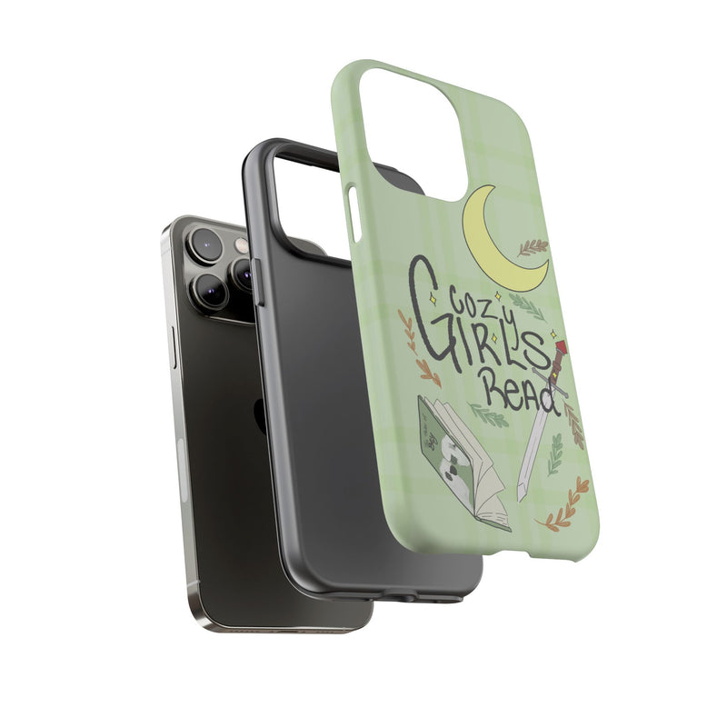 Cozy Girls Read Phone Case — Green Moonlit Reading Design