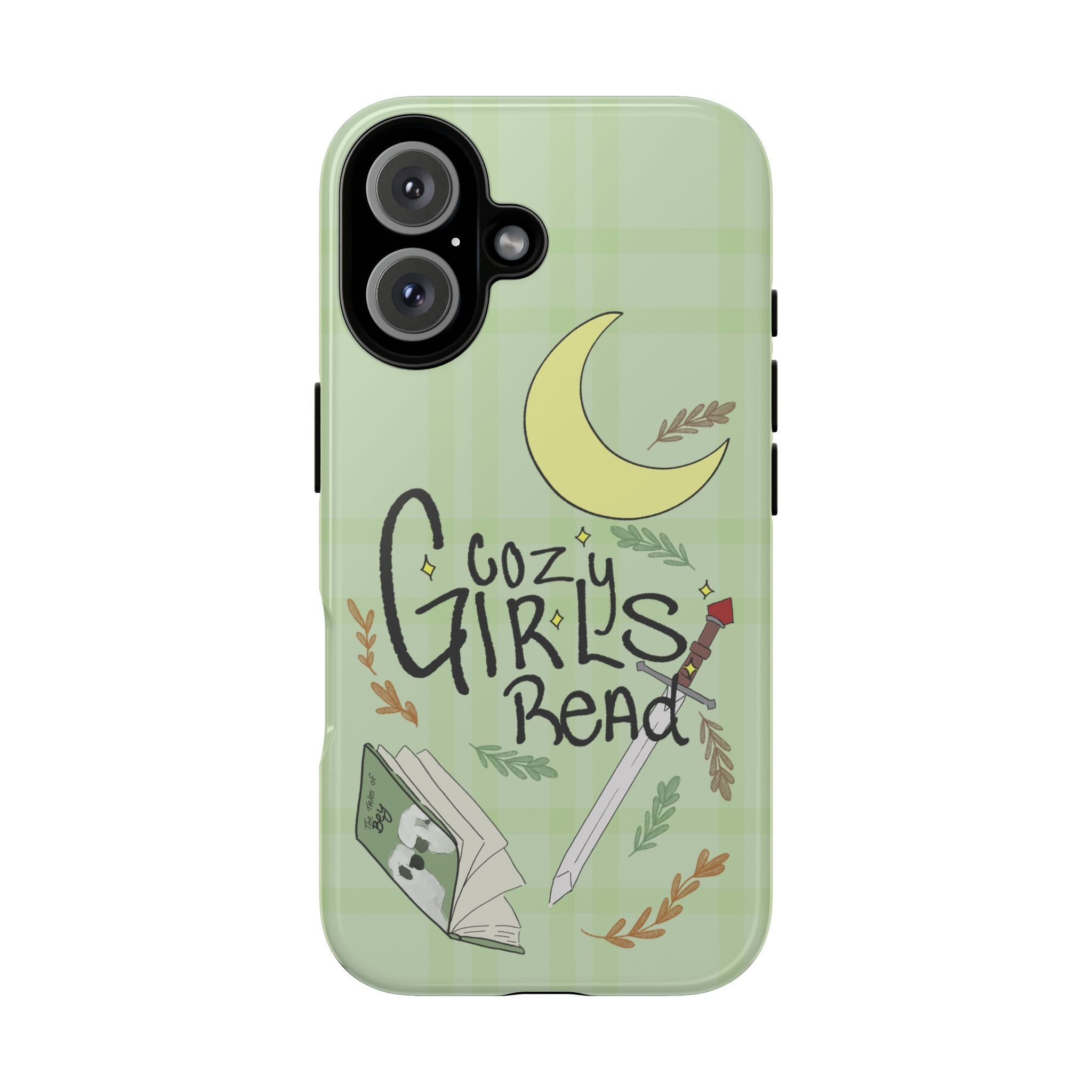 Cozy Girls Read Phone Case — Green Moonlit Reading Design