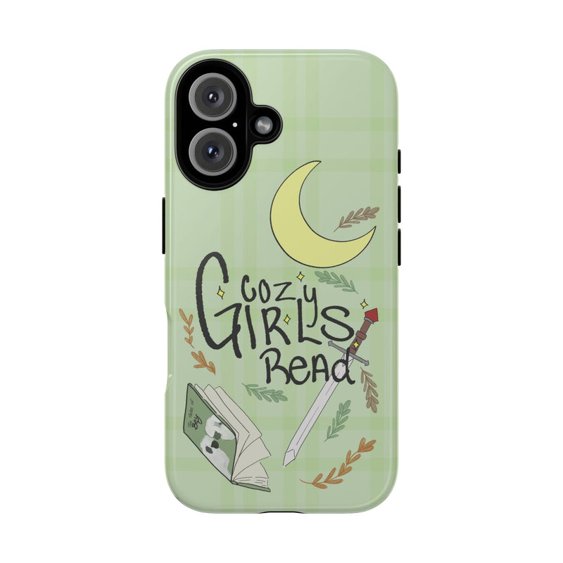 Cozy Girls Read Phone Case — Green Moonlit Reading Design