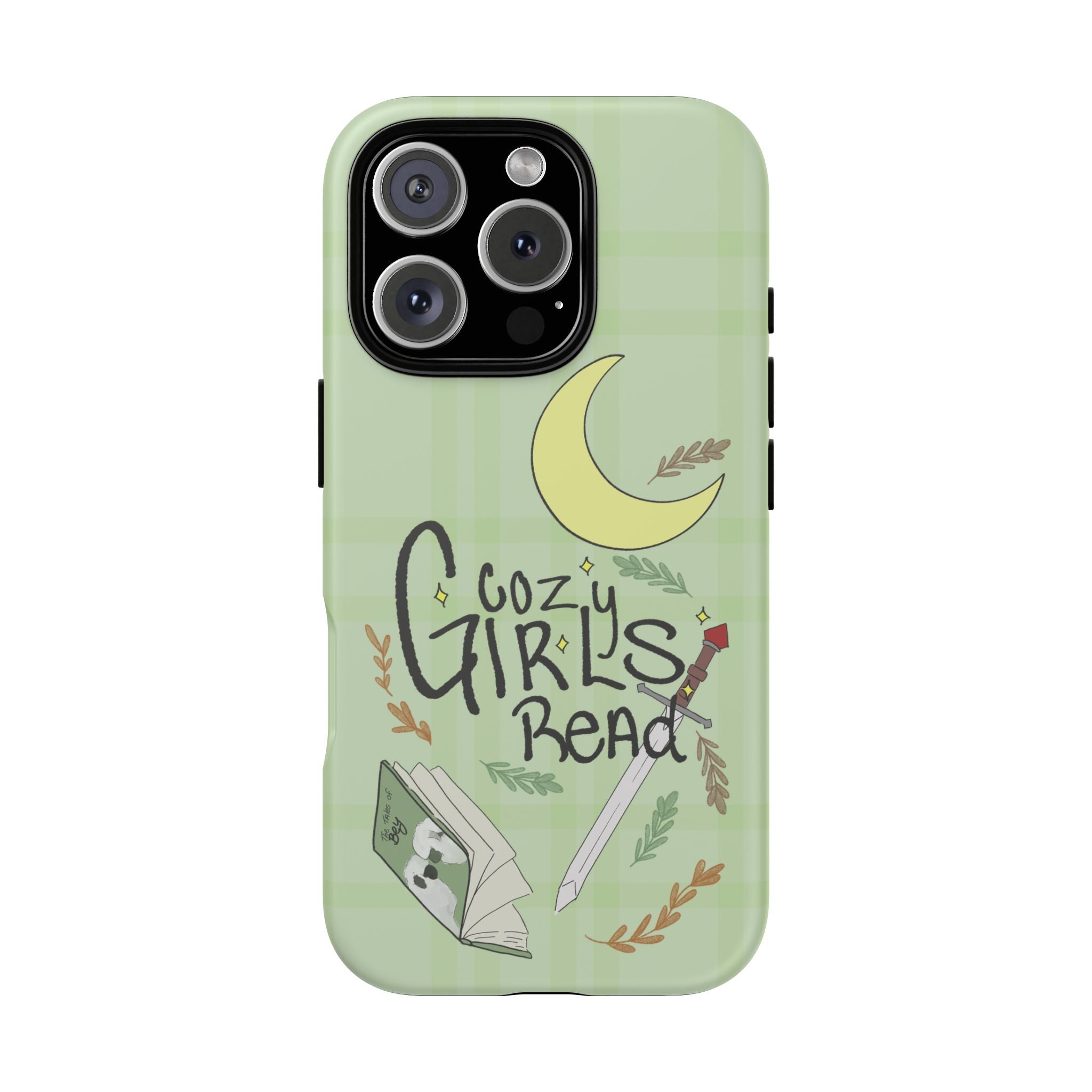 Cozy Girls Read Phone Case — Green Moonlit Reading Design