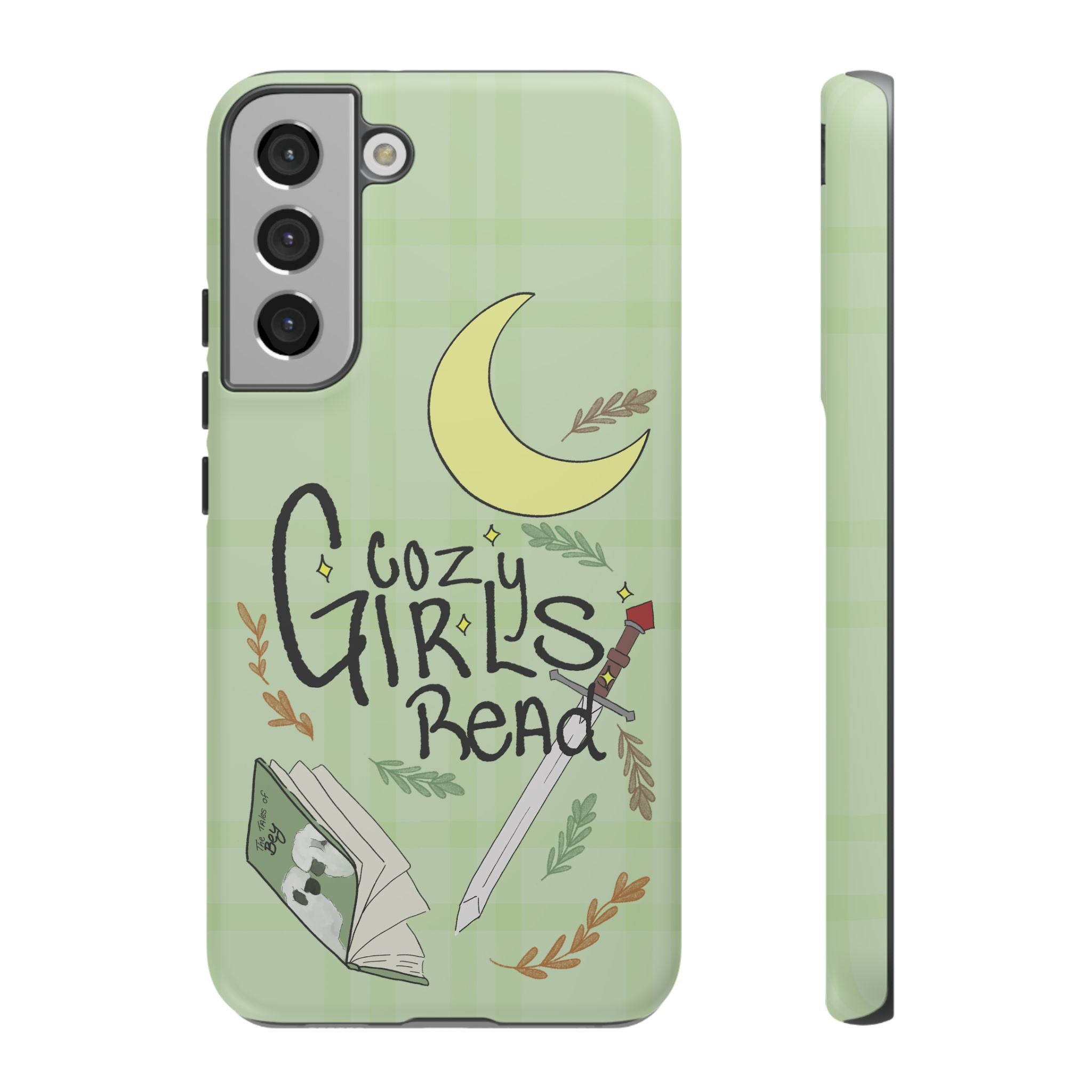 Cozy Girls Read Phone Case — Green Moonlit Reading Design