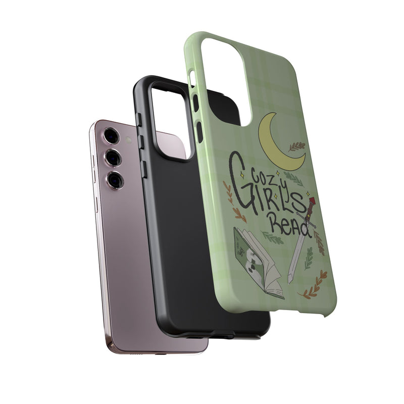 Cozy Girls Read Phone Case — Green Moonlit Reading Design