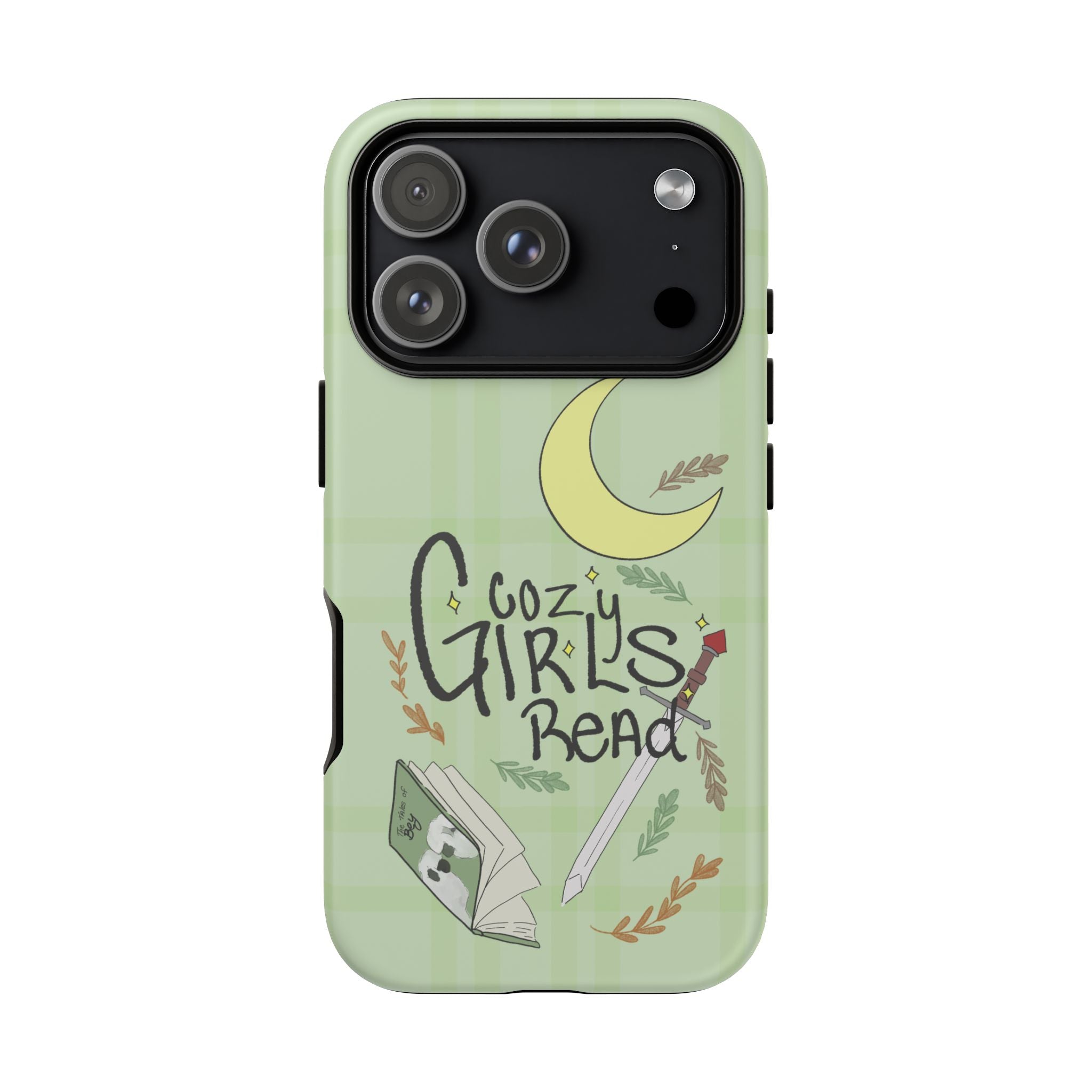 Cozy Girls Read Phone Case — Green Moonlit Reading Design
