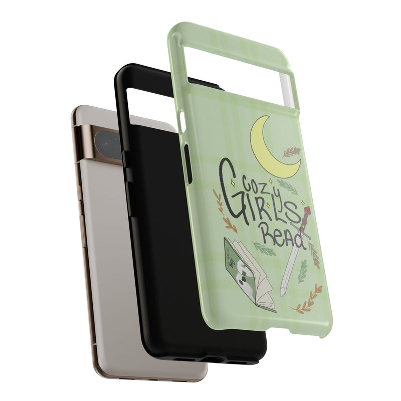 Cozy Girls Read Phone Case — Green Moonlit Reading Design