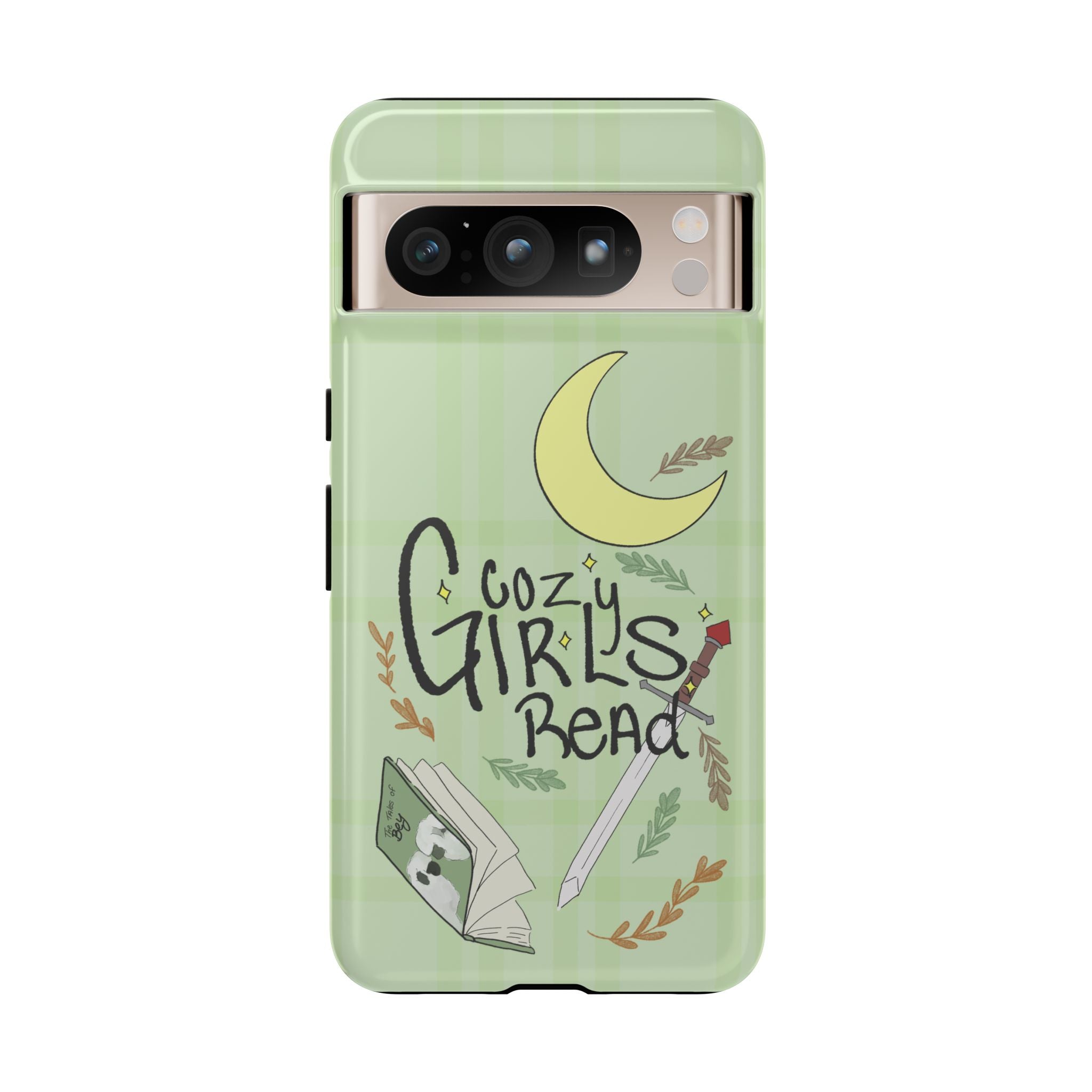 Cozy Girls Read Phone Case — Green Moonlit Reading Design