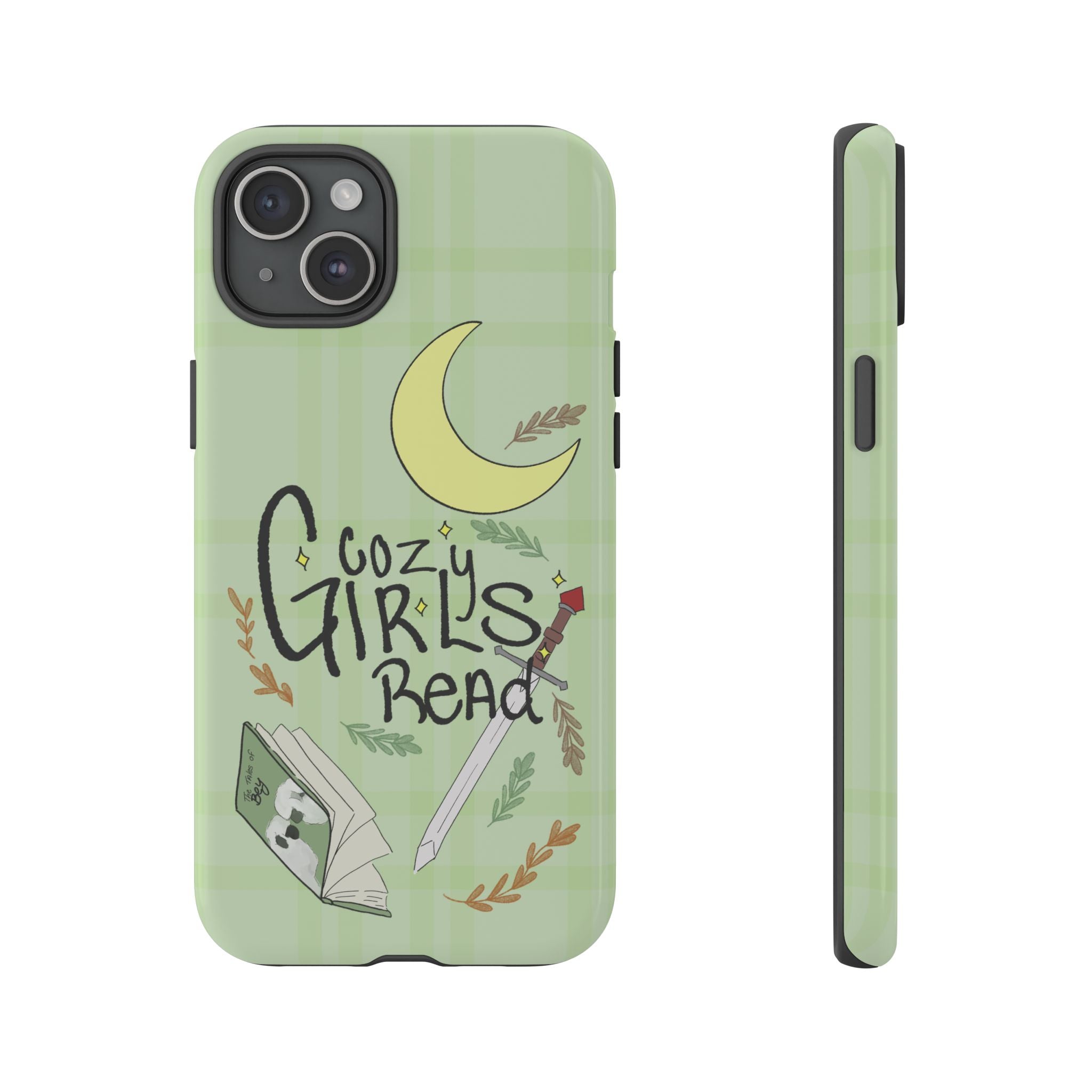 Cozy Girls Read Phone Case — Green Moonlit Reading Design