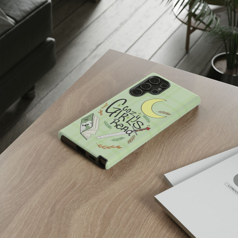 Cozy Girls Read Phone Case — Green Moonlit Reading Design