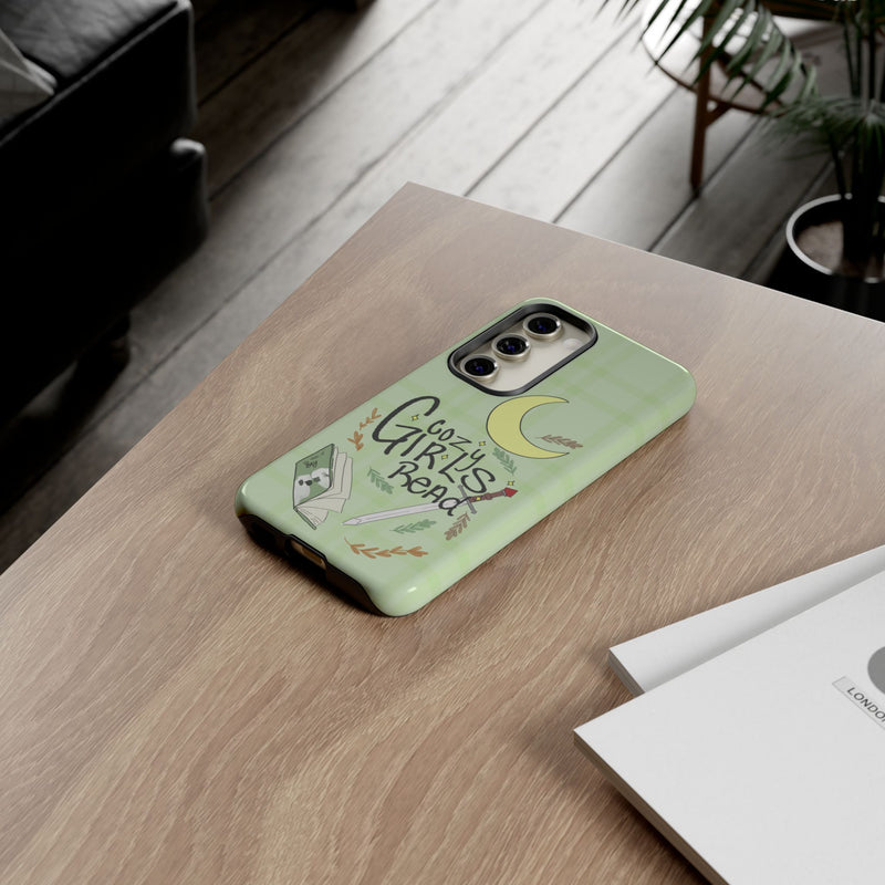 Cozy Girls Read Phone Case — Green Moonlit Reading Design