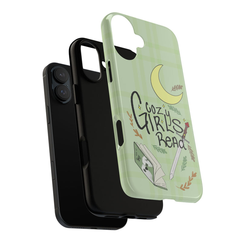 Cozy Girls Read Phone Case — Green Moonlit Reading Design