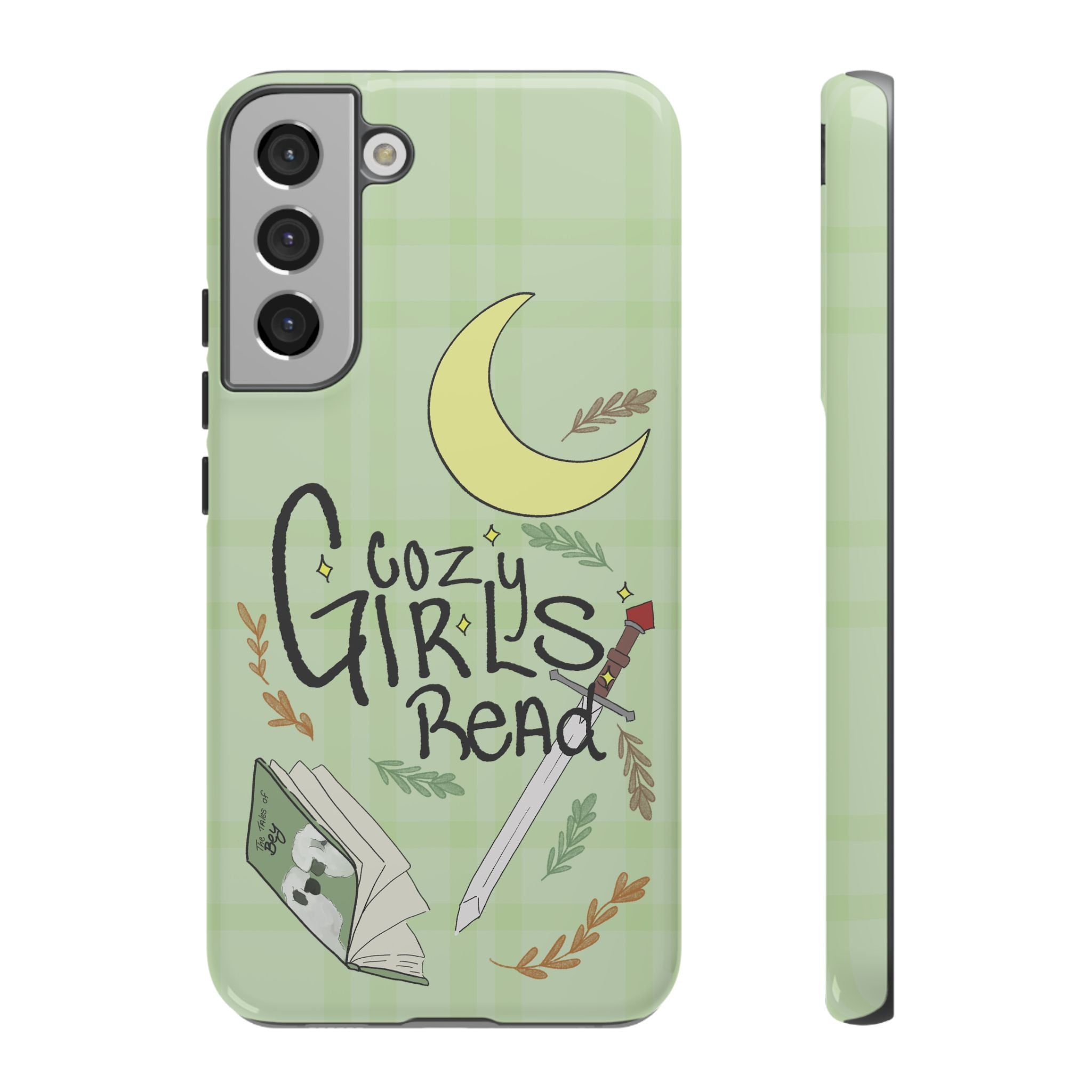 Cozy Girls Read Phone Case — Green Moonlit Reading Design