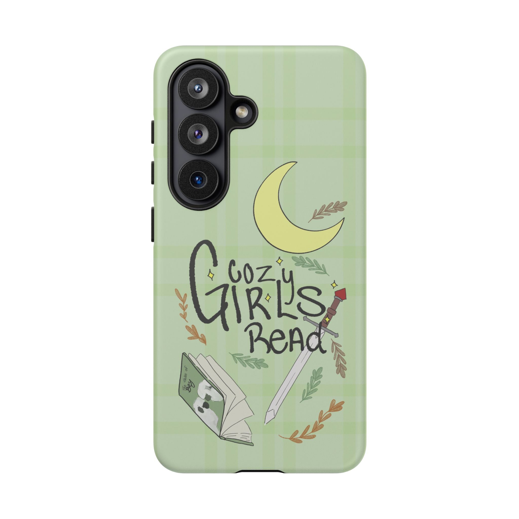 Cozy Girls Read Phone Case — Green Moonlit Reading Design