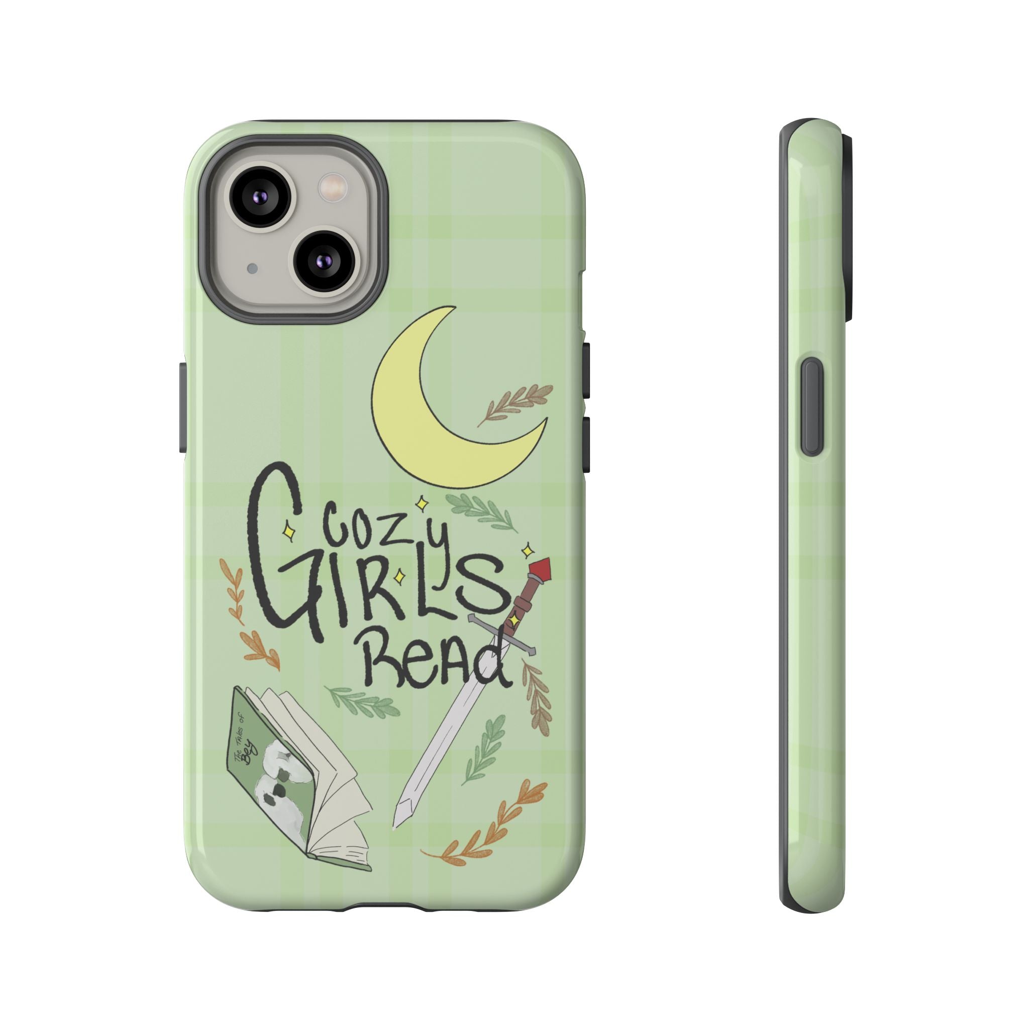 Cozy Girls Read Phone Case — Green Moonlit Reading Design