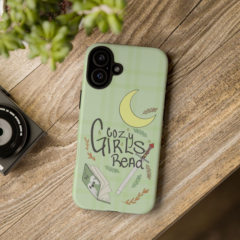 Cozy Girls Read Phone Case — Green Moonlit Reading Design