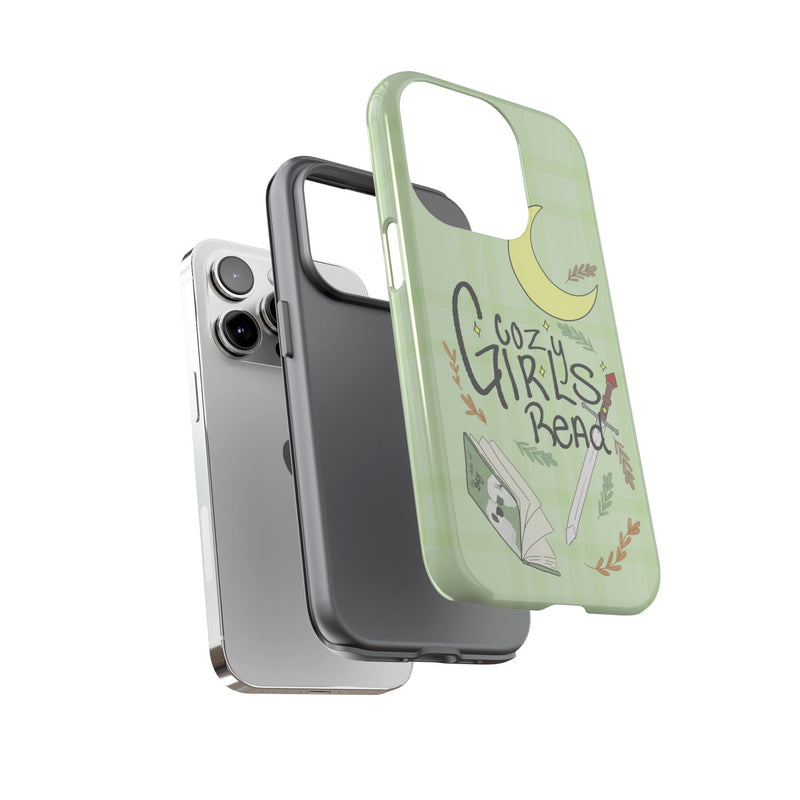 Cozy Girls Read Phone Case — Green Moonlit Reading Design