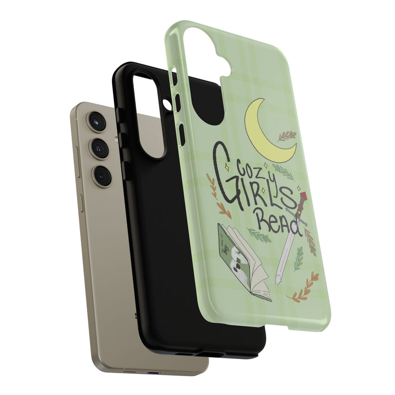 Cozy Girls Read Phone Case — Green Moonlit Reading Design