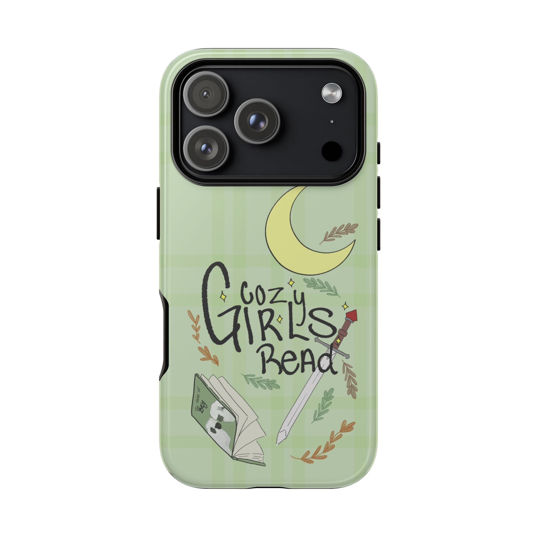 Cozy Girls Read Phone Case — Green Moonlit Reading Design