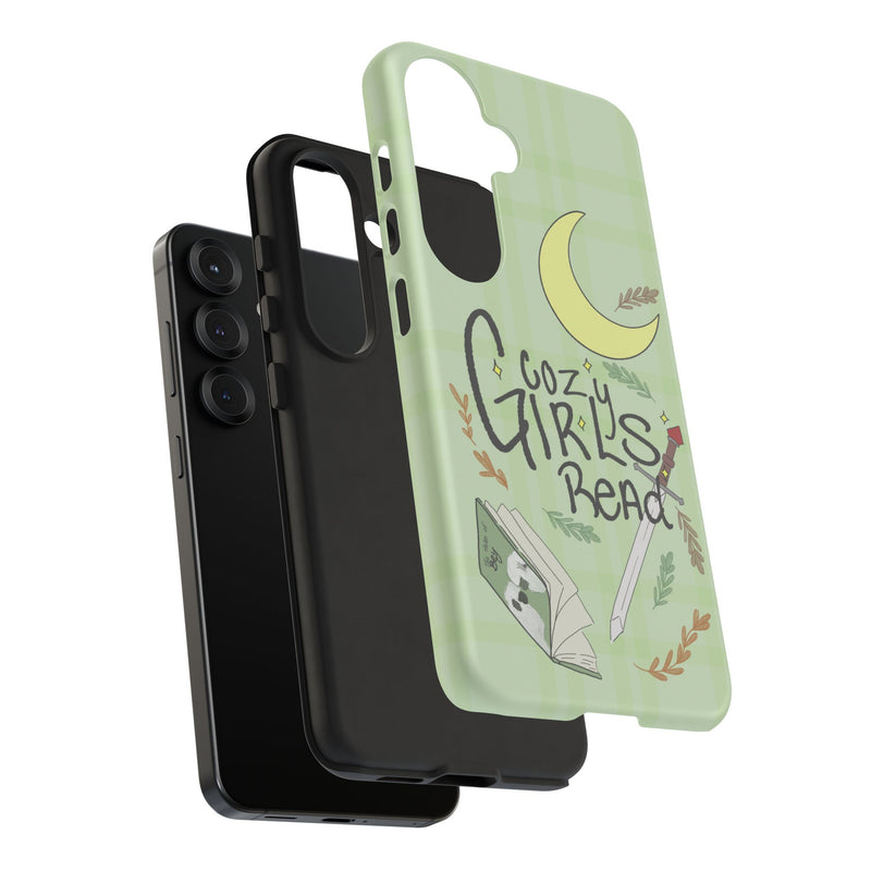Cozy Girls Read Phone Case — Green Moonlit Reading Design