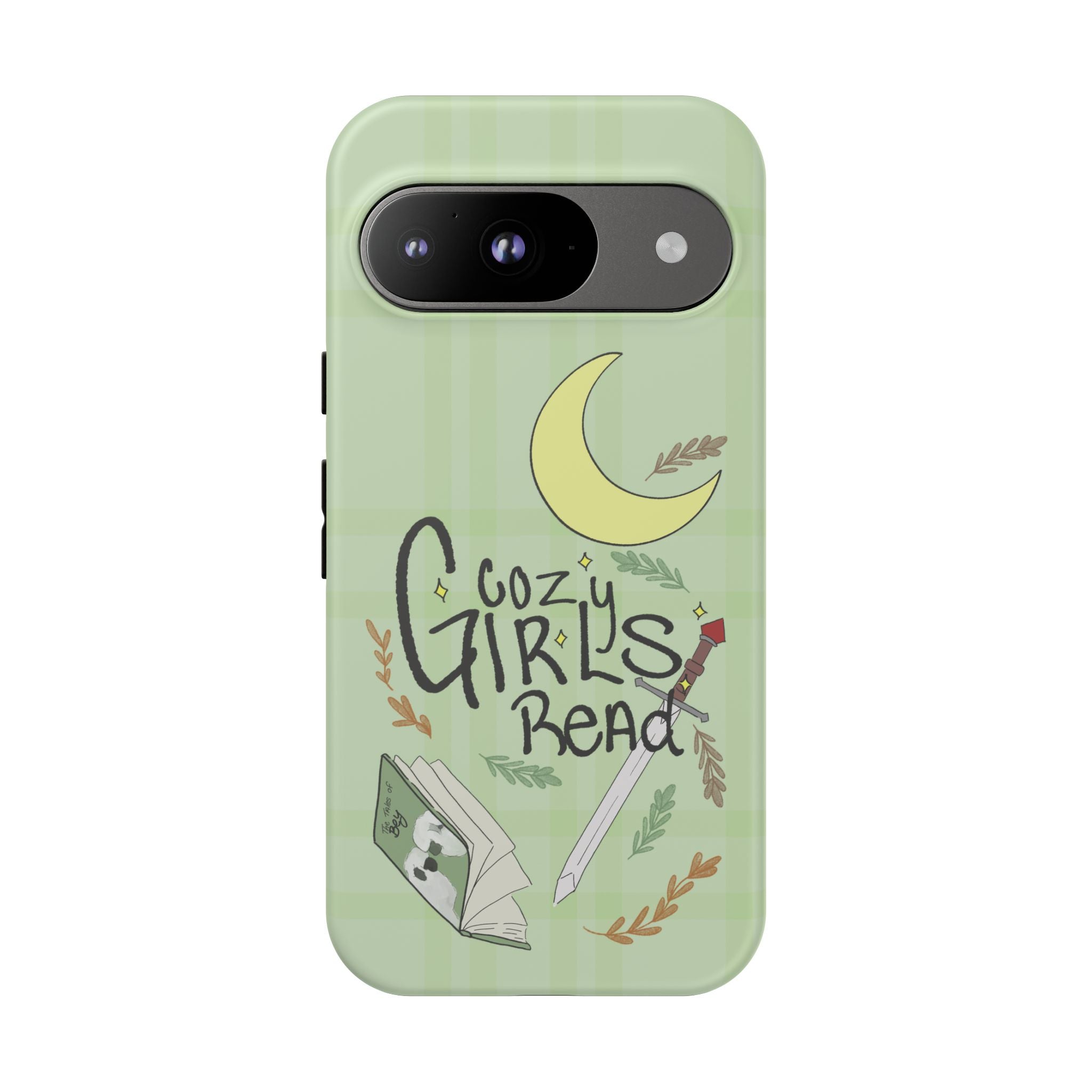 Cozy Girls Read Phone Case — Green Moonlit Reading Design