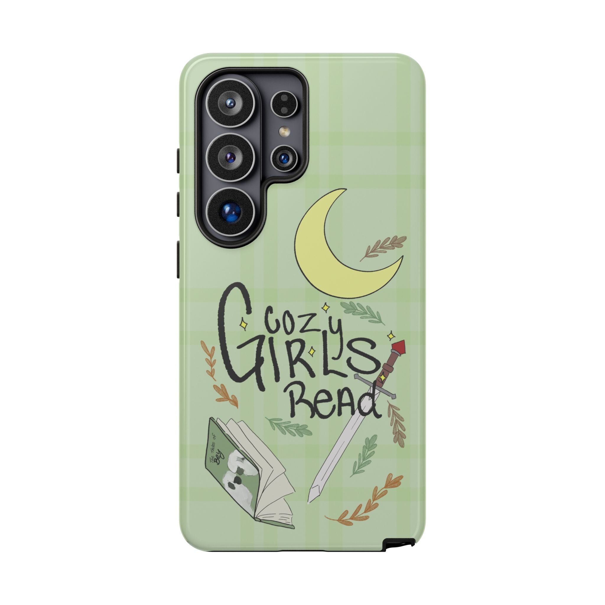 Cozy Girls Read Phone Case — Green Moonlit Reading Design