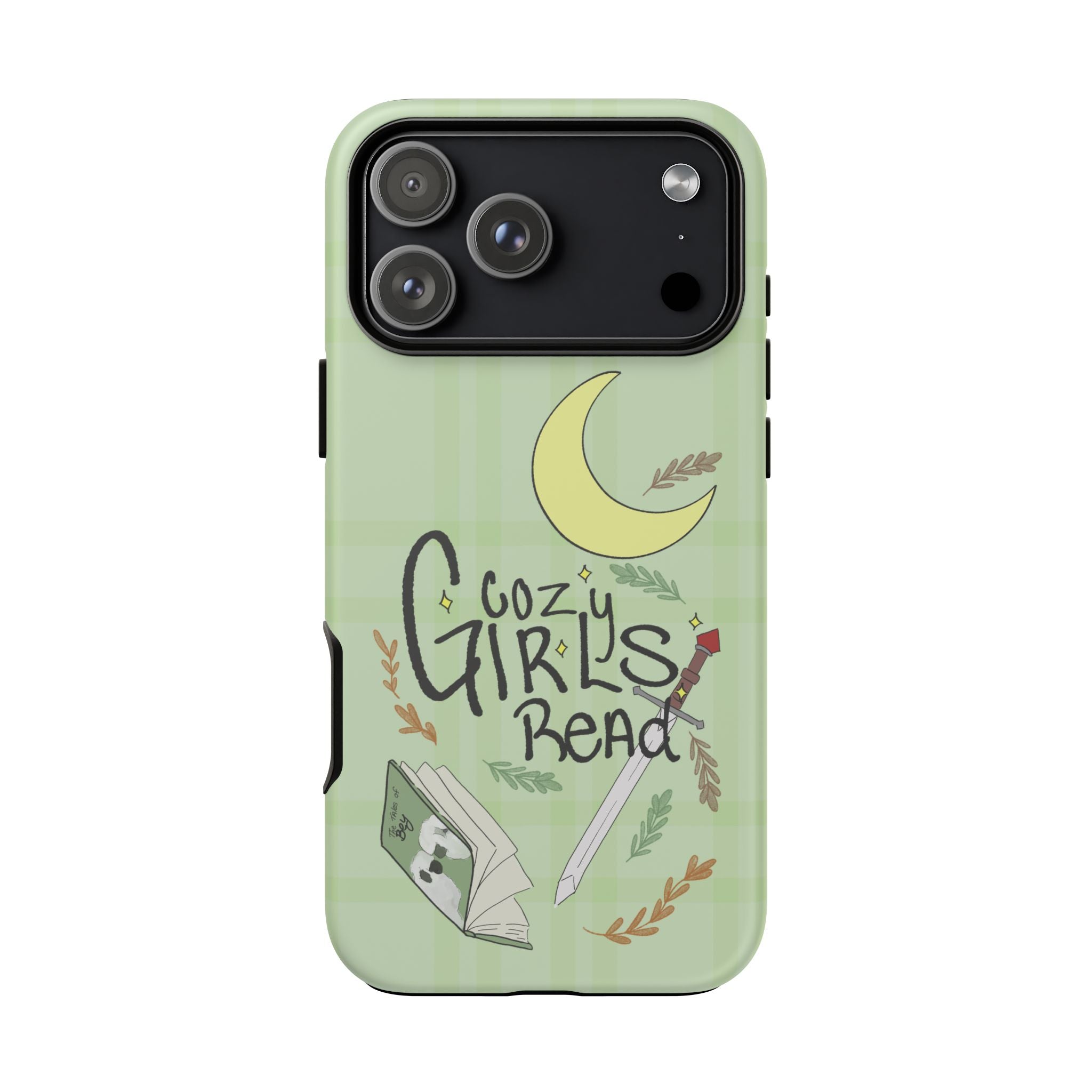 Cozy Girls Read Phone Case — Green Moonlit Reading Design