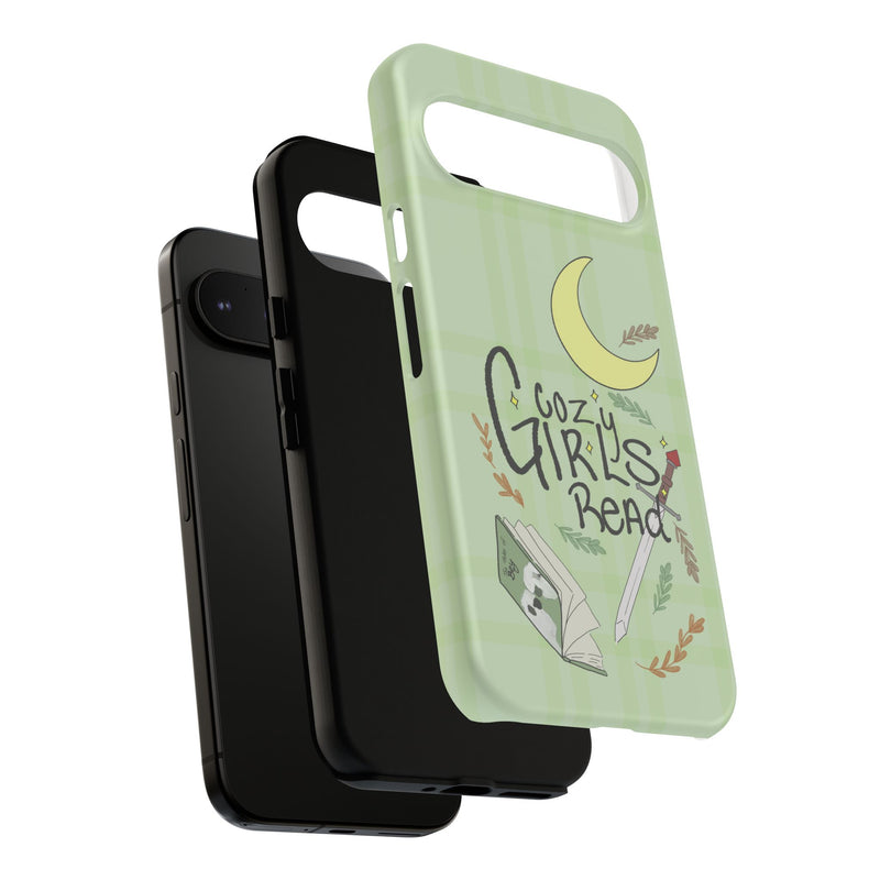 Cozy Girls Read Phone Case — Green Moonlit Reading Design