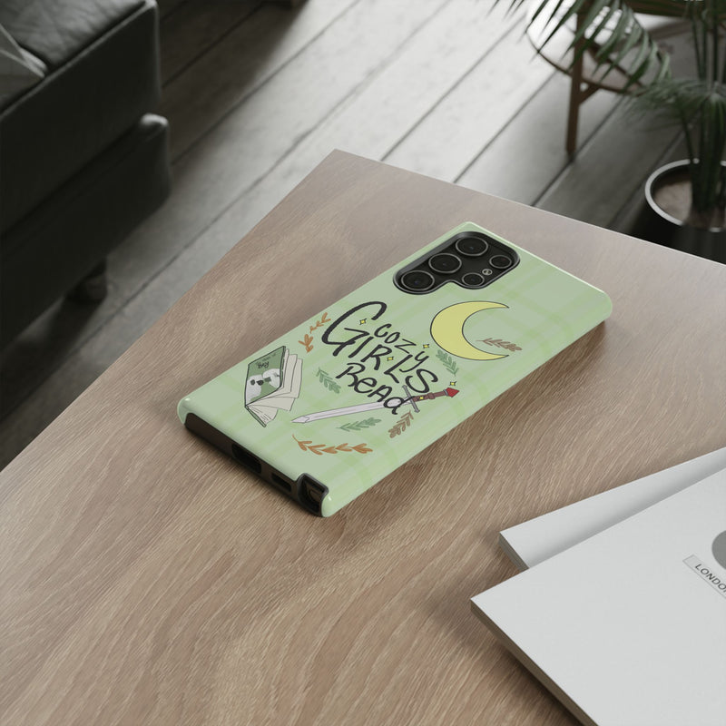 Cozy Girls Read Phone Case — Green Moonlit Reading Design