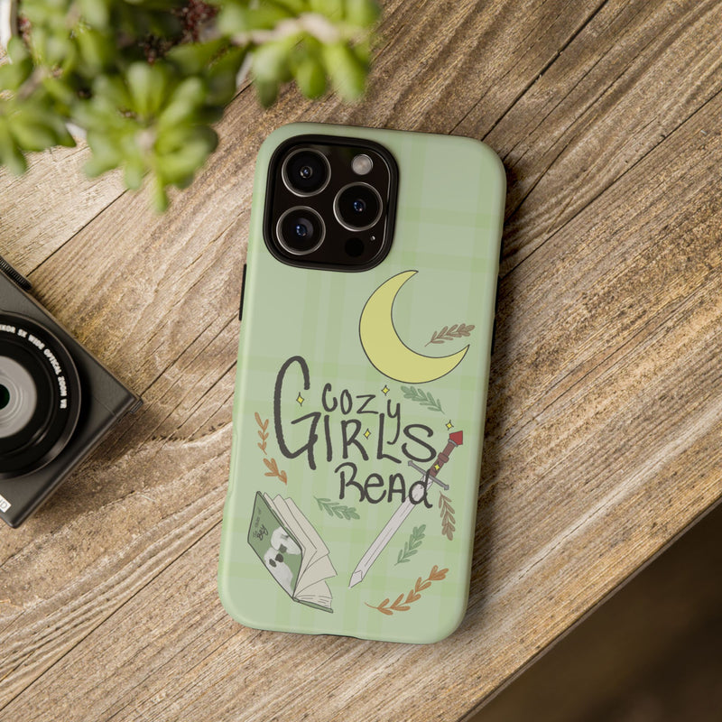 Cozy Girls Read Phone Case — Green Moonlit Reading Design
