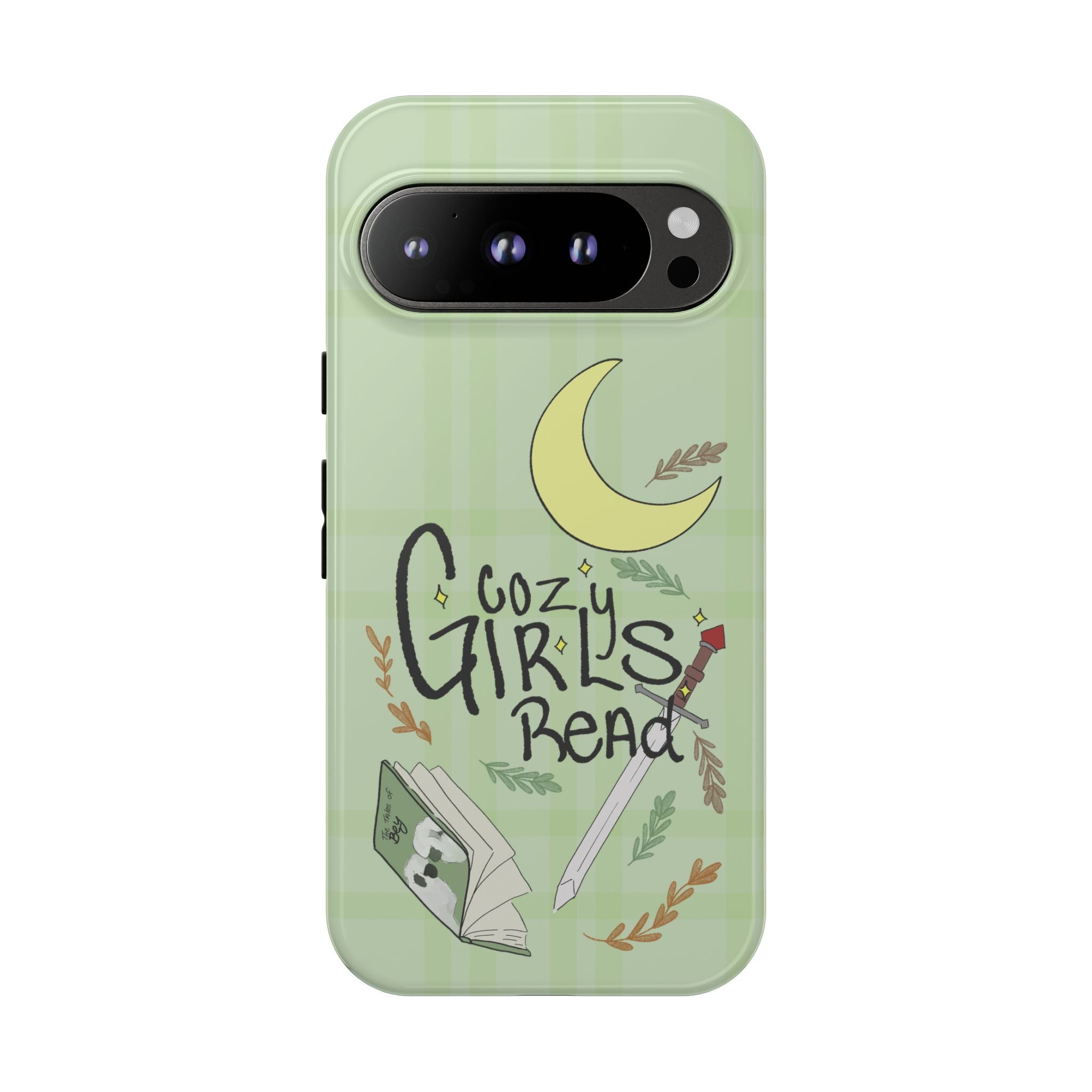 Cozy Girls Read Phone Case — Green Moonlit Reading Design