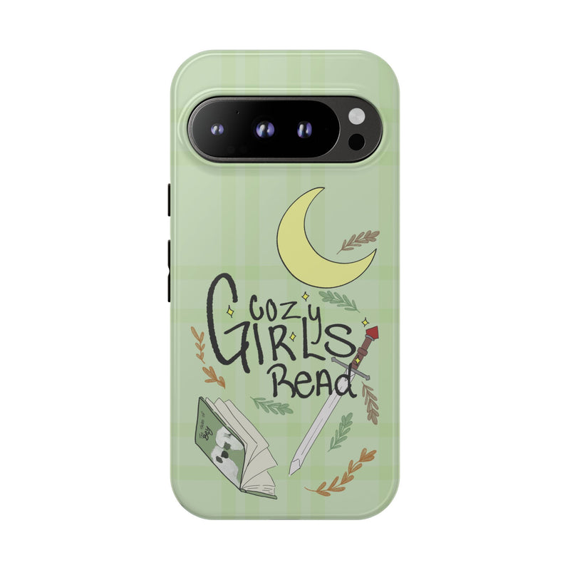 Cozy Girls Read Phone Case — Green Moonlit Reading Design