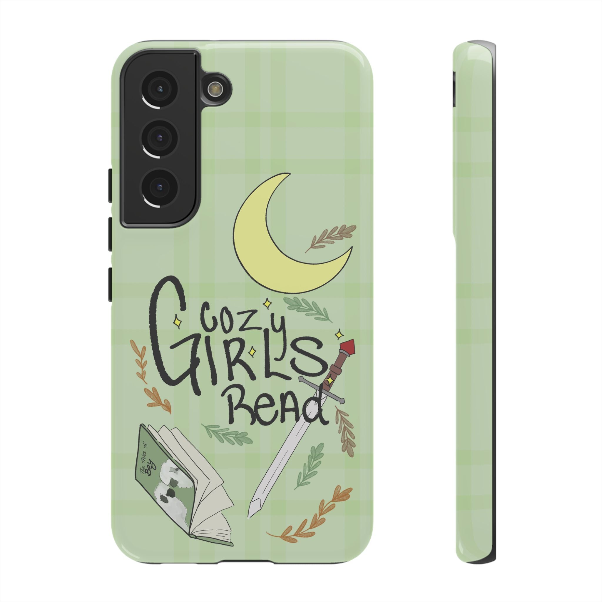 Cozy Girls Read Phone Case — Green Moonlit Reading Design