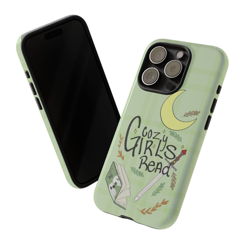 Cozy Girls Read Phone Case — Green Moonlit Reading Design