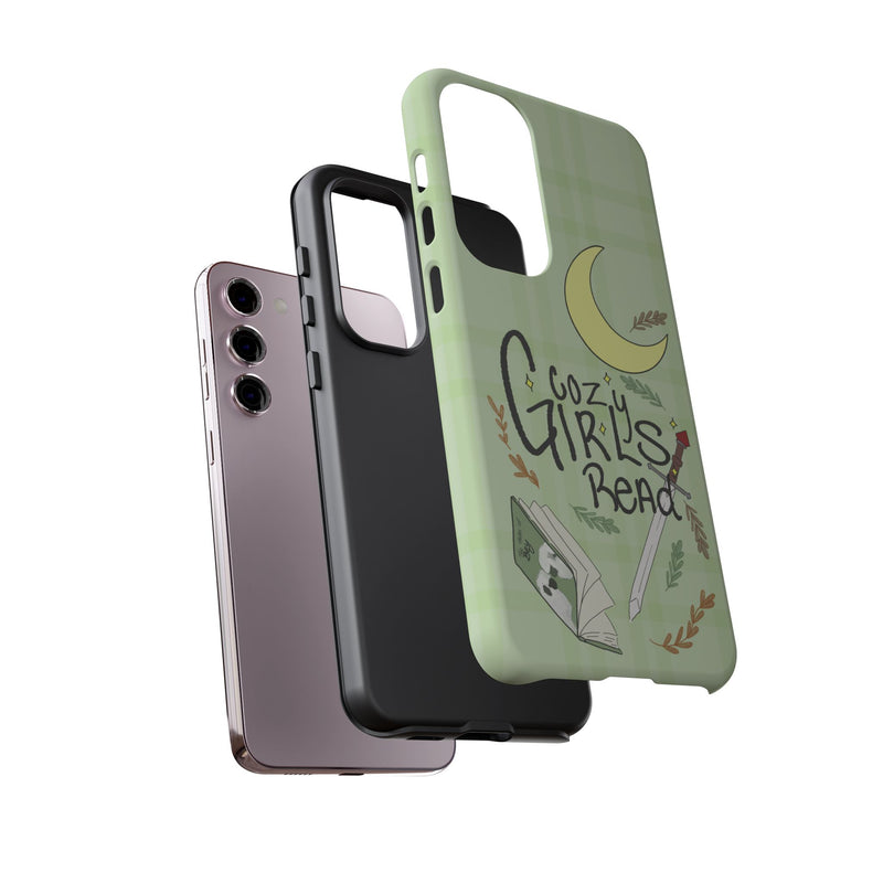 Cozy Girls Read Phone Case — Green Moonlit Reading Design
