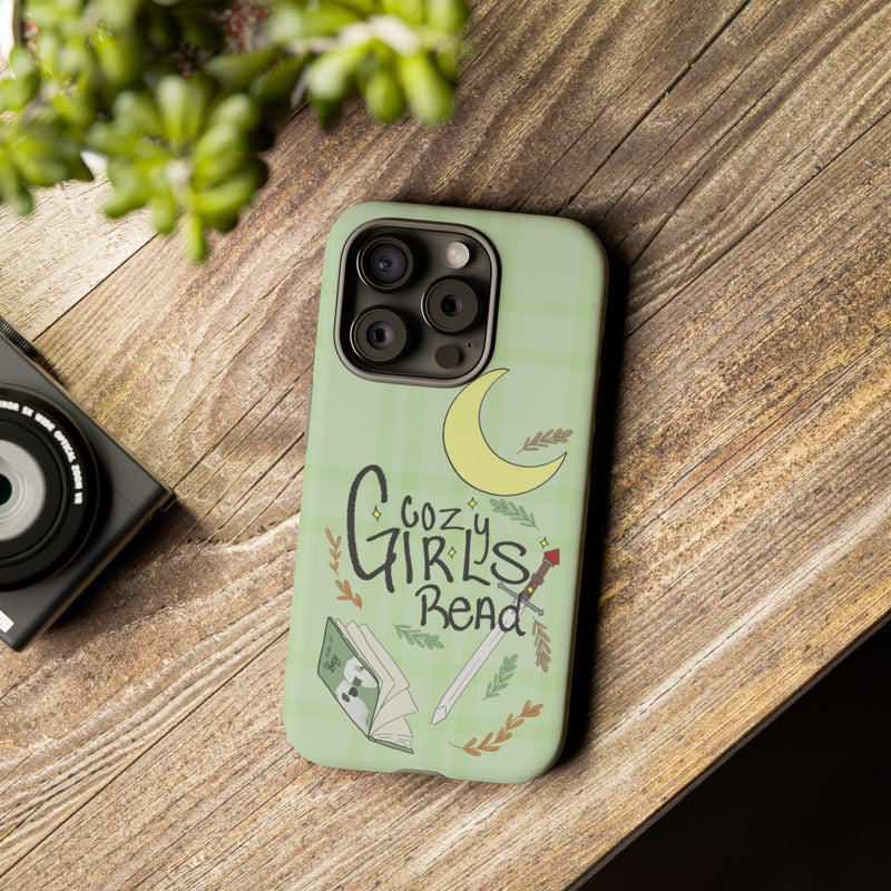 Cozy Girls Read Phone Case — Green Moonlit Reading Design