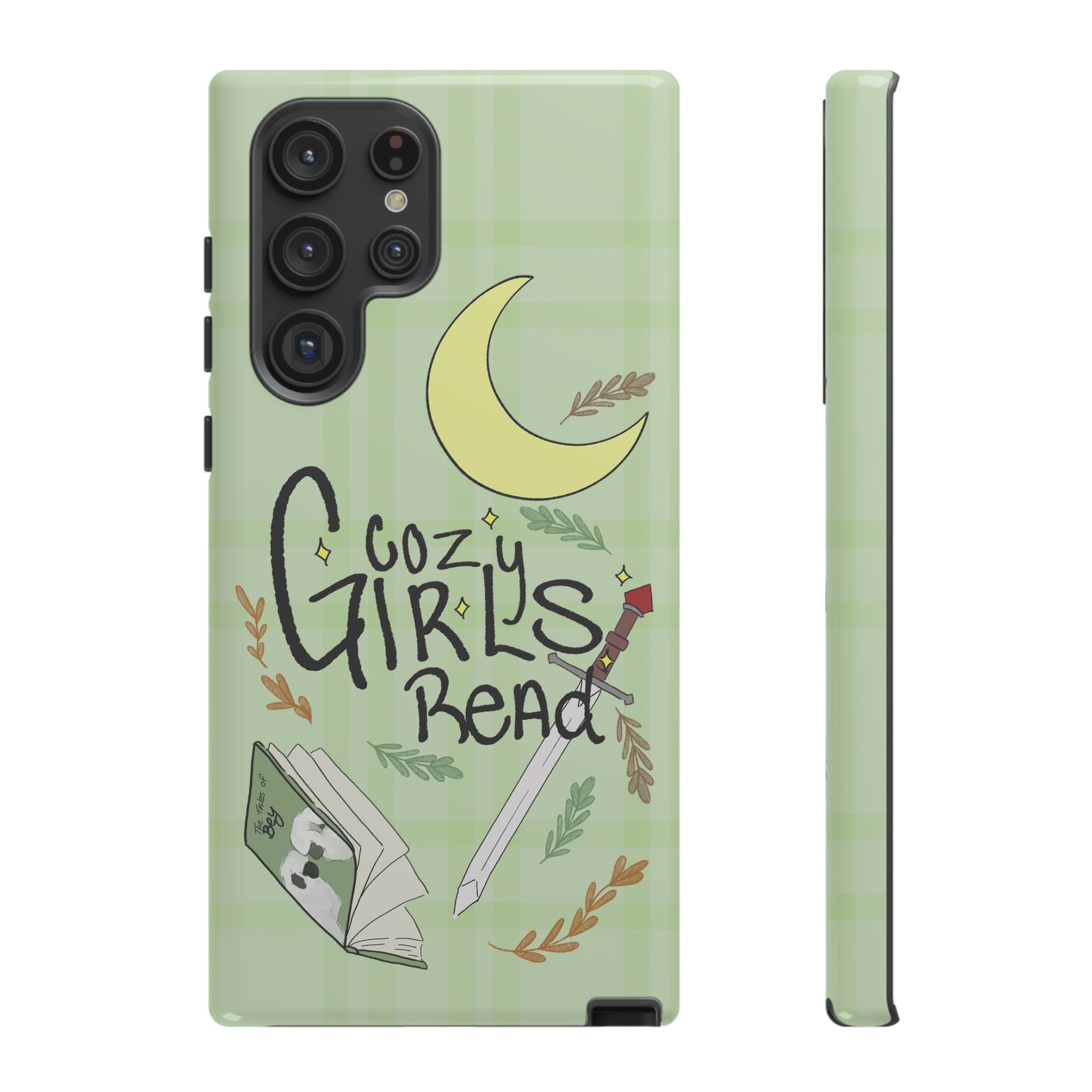 Cozy Girls Read Phone Case — Green Moonlit Reading Design