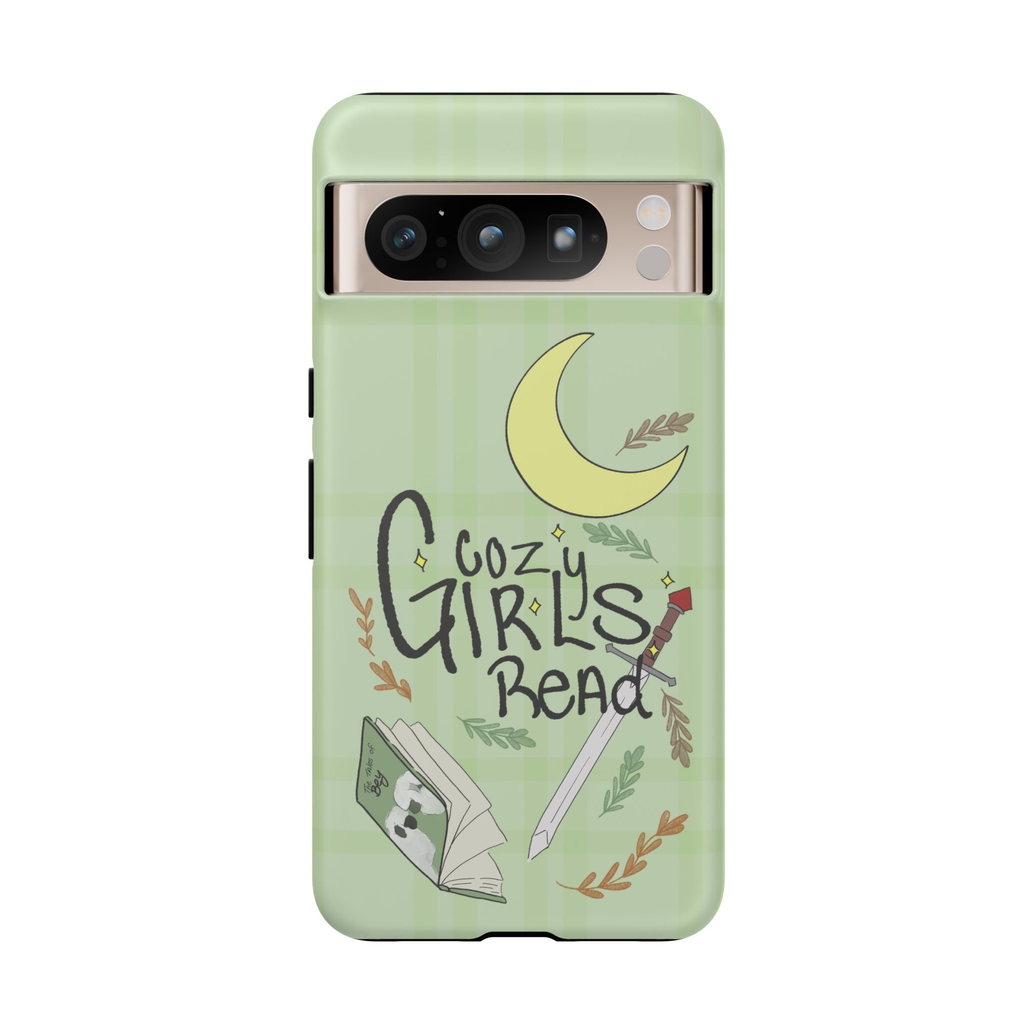 Cozy Girls Read Phone Case — Green Moonlit Reading Design