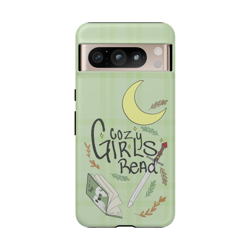 Cozy Girls Read Phone Case — Green Moonlit Reading Design